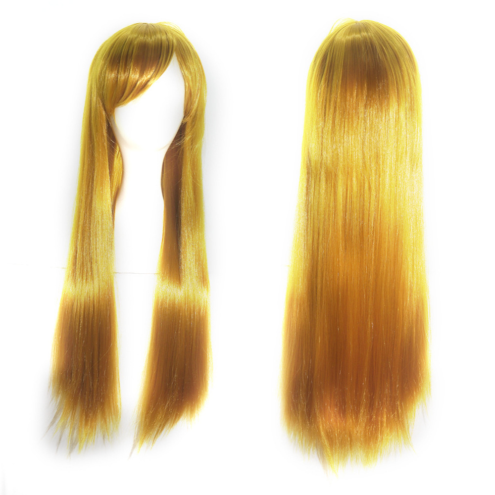 European and American Style Wig 80cm Colorful Long Straight Hair Anime Cos Wig High-Temperature Fiber Chemical Fiber Hair Head Cover - photo 5