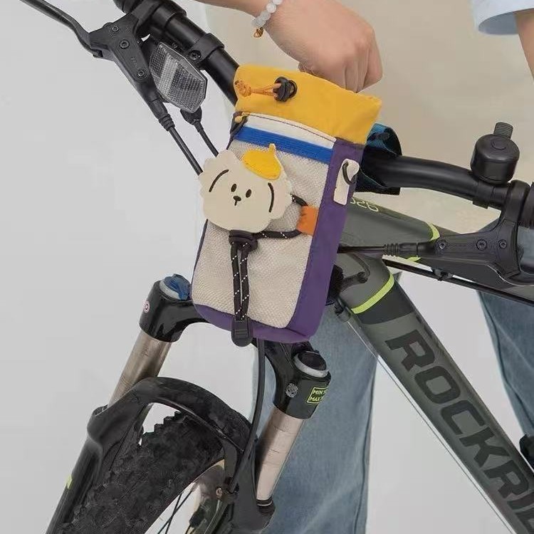 かわいい子供用自転車フロントバッグキャンプスタイルサイクリングマウンテンロードバイクハンドルバーバッグ自転車ウォーターカップバッグ男性と女性用|undefined