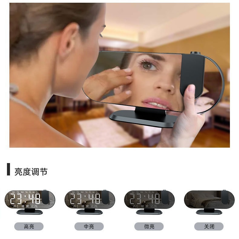 Reloj de proyección de radio multifunción RGB Reloj de alarma LED creativo Temperatura y humedad Reloj de proyección digital Espejo Reloj electrónico