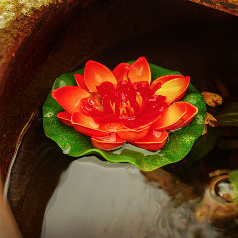 Simulación de loto flor falsa piscina de peces tanque método antiguo cultivo de peces 10cm decoración flor eterna flor artificial nenúfar flor seca al por mayor