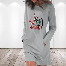 2023����ѷ�ﶬ�¿�merry Christmasӡ�� ����Բ����糤������ȹ