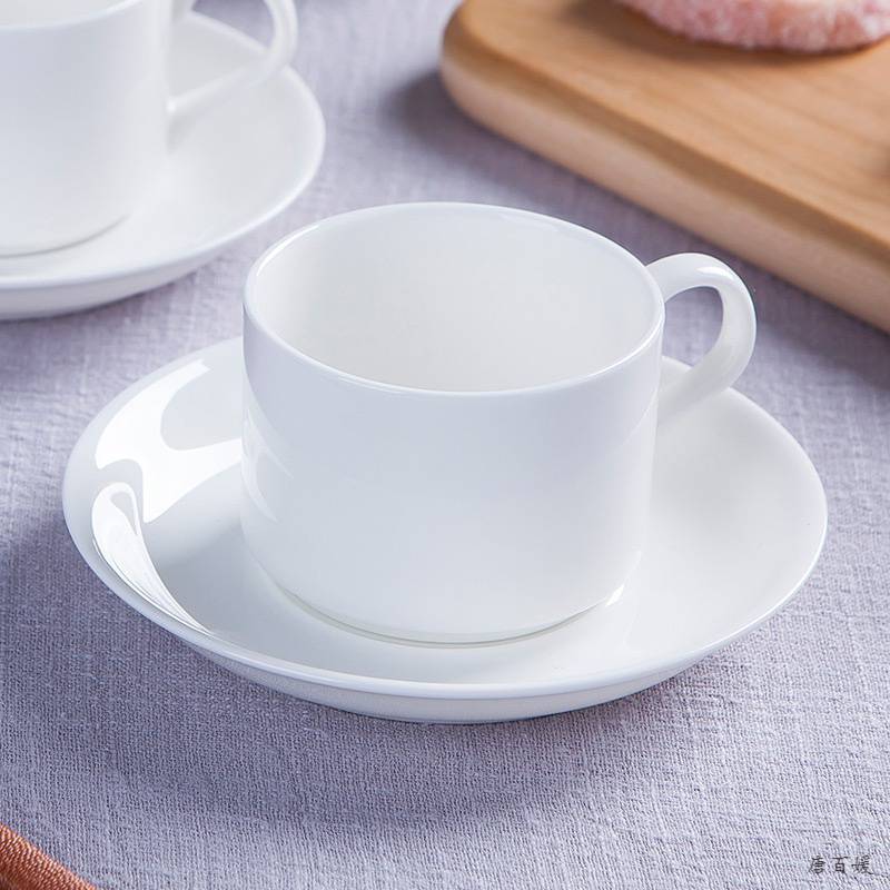 景德镇陶瓷纯白无暇骨瓷西式家装简约下午茶咖啡杯套装送勺