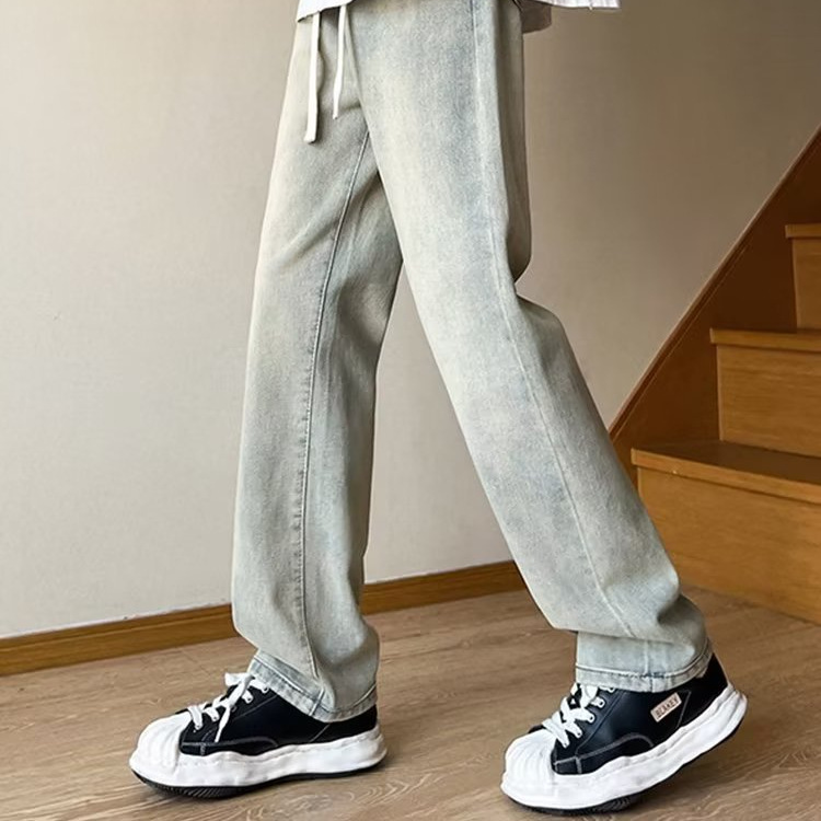 Marca de moda 2024 primavera y otoño nuevos jeans para hombres pantalones casuales rectos sueltos para hombres pantalones de talla grande para hombres