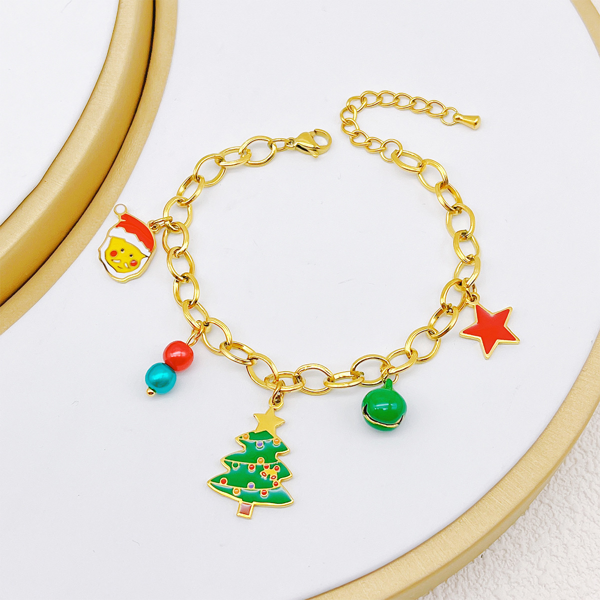 Collar de acero inoxidable de Navidad de la UE y los Estados Unidos, conjunto de joyas de dibujos animados, acero de titanio no se desvanece, joyas de venta caliente transfronterizas