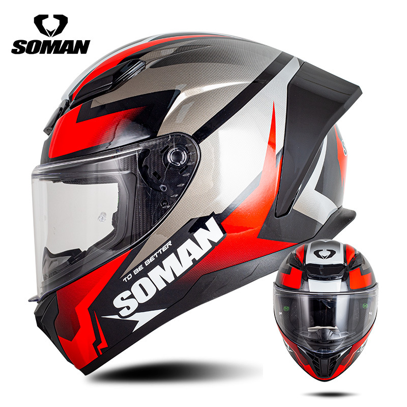新型SOMANオートバイレースヘルメット男女四季機関車騎乗電気自動車カップルヘルメットSM973