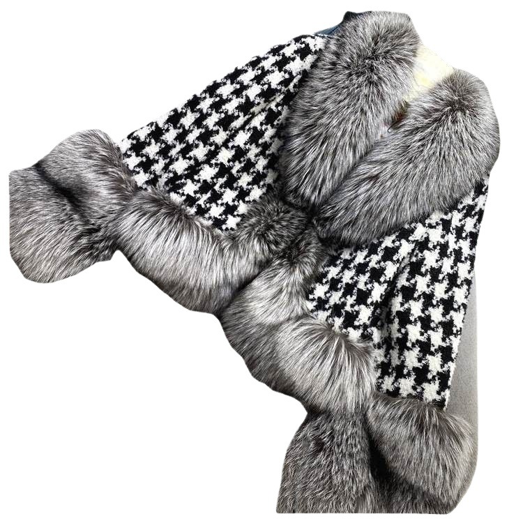 Women's Clothing short style houndstooth collar sier fox fur coat_voghion.com
