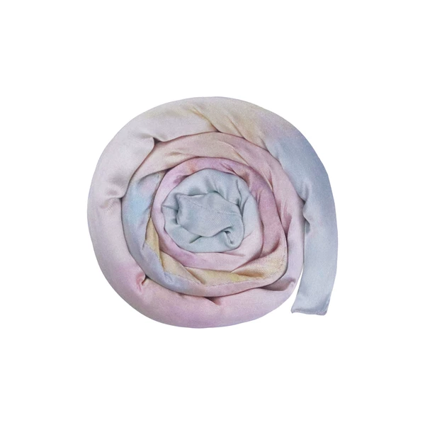Simulated silk tie-dye orange yellow blue