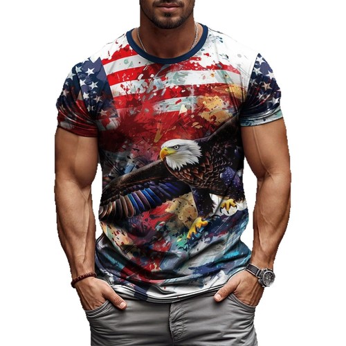 2025 New Amazon Western and European Trendy Casual Versatile Retro Men's Short-Sleeve T-Shirt
