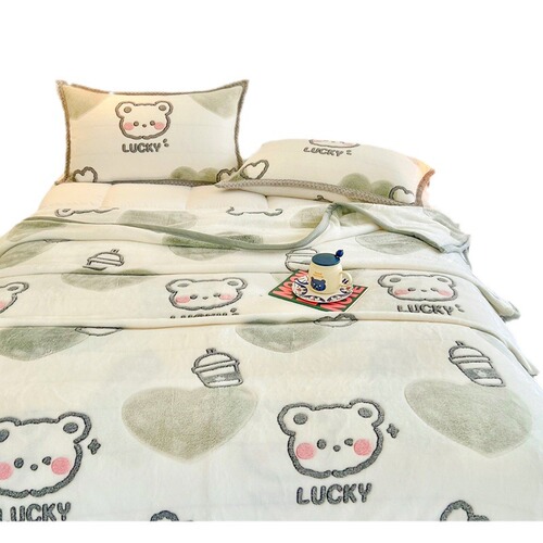  New 3D Fleece Throw Blanket with Thick Warm Coral Velour Cover Office Class Milky Velvet Cover