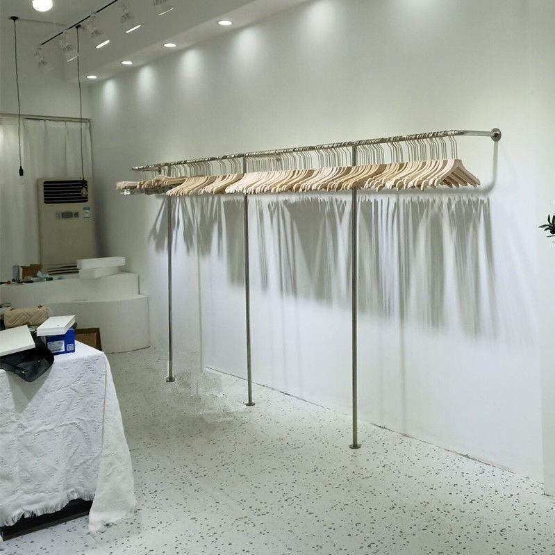 服装店衣架展示架上墙不锈钢衣服挂架挂衣架落地女装店陈列架货架
