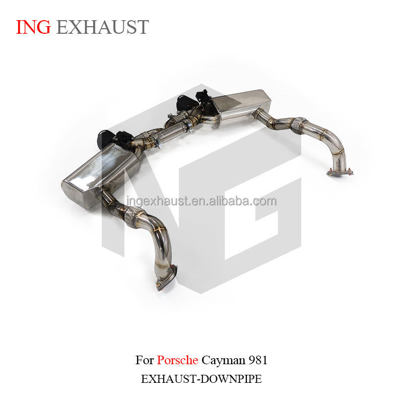 Suitable for Porsche Cayman 981 upgraded GT4 cat-back exhaust system, stainless steel pipe with valve silencer