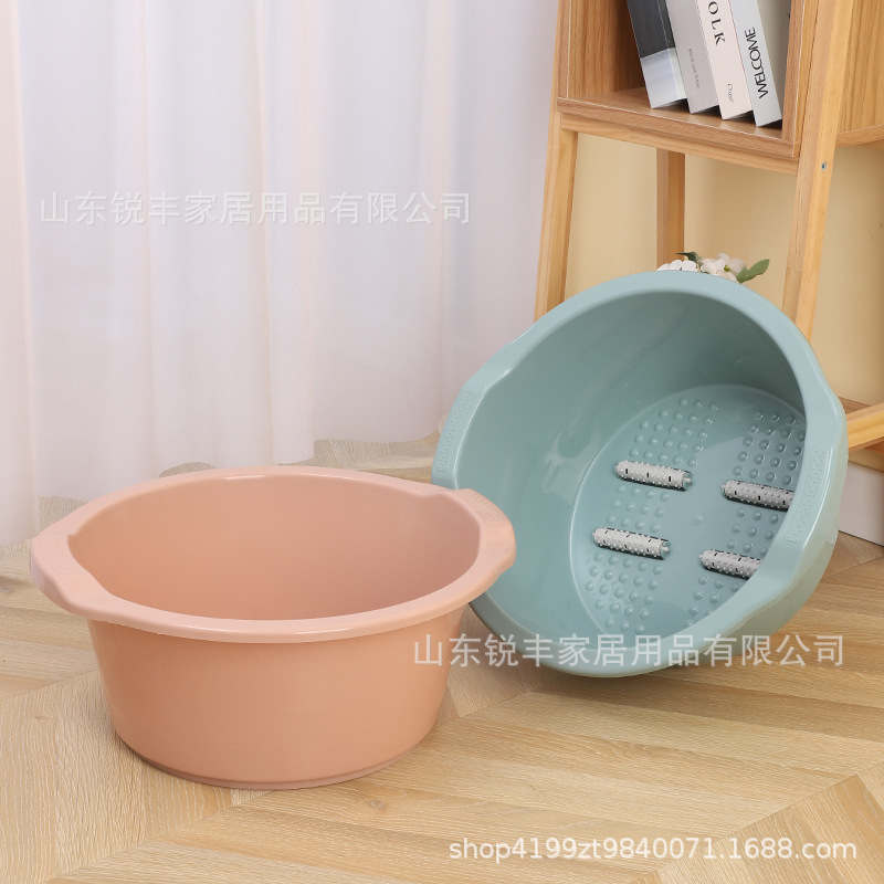 带滚轮大号按摩洗脚盆家用便携塑料泡脚盆四轮手端足浴盆批发礼品|undefined