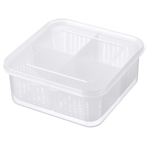 New practical storage large four-compartment green onion crisper box onion ginger garlic drain storage box kitchen crisper box with lid