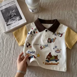 Милая детская летняя мультяшная футболка polo футболка с коротким рукавом тонкий хлопок