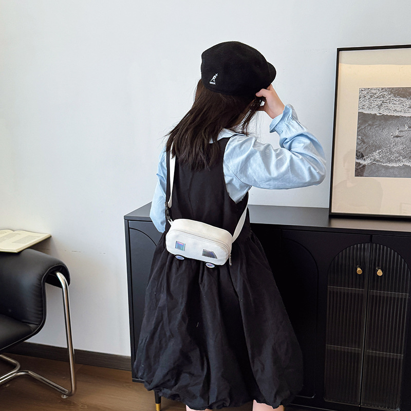 Cartoon lindo coche para niños y niñas bolso de pecho lona de moda contraste color estilo occidental bolso de mensajero para bebés nuevo bolso para niños