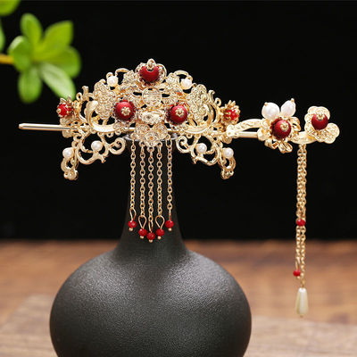 Antiquity Hairdressing Hanfu Jewelry Headdress Hairpin ancient costume Hairdo suit Wear Versatile girl student Gold step Hair crown