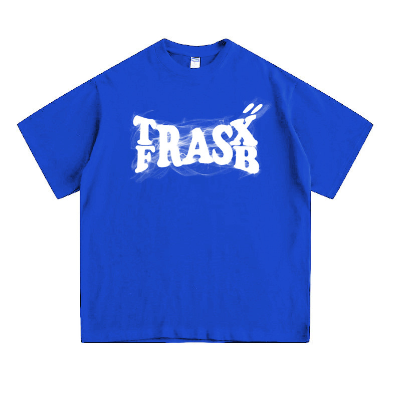 Original Chinese Style Smoke Logo Short Sleeve Loose Street Couple Summer Letter T-Shirt for Men