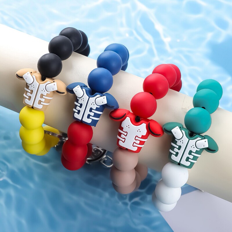 Cross-Border New Rugby Jersey Beaded Keychain Silicone Bead Bracelet Pendant Bag Charm Car Key Accessory Cross-Border New Rugby Jersey Beaded Keychain Silicone Bead Bracelet Pendant Bag Charm Car Key Accessory