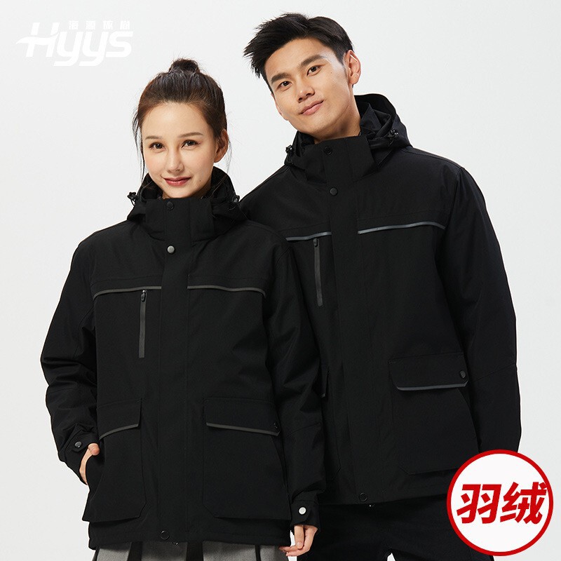 Customized Outdoor Jackets for Men and Women, Three-In-One, Striped down Jackets, Velvet Thickeneded Jackets