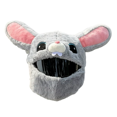 Cross-border full-face helmet plush Motosiklet dəbilqələri - rabbit-gray-helmet-not-included