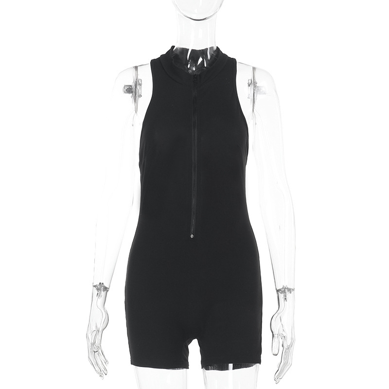 YL25070 Pantalones cortos de una pieza de secado rápido europeos y americanos para mujer, pantalones de yoga con cremallera ajustada hueca chica caliente