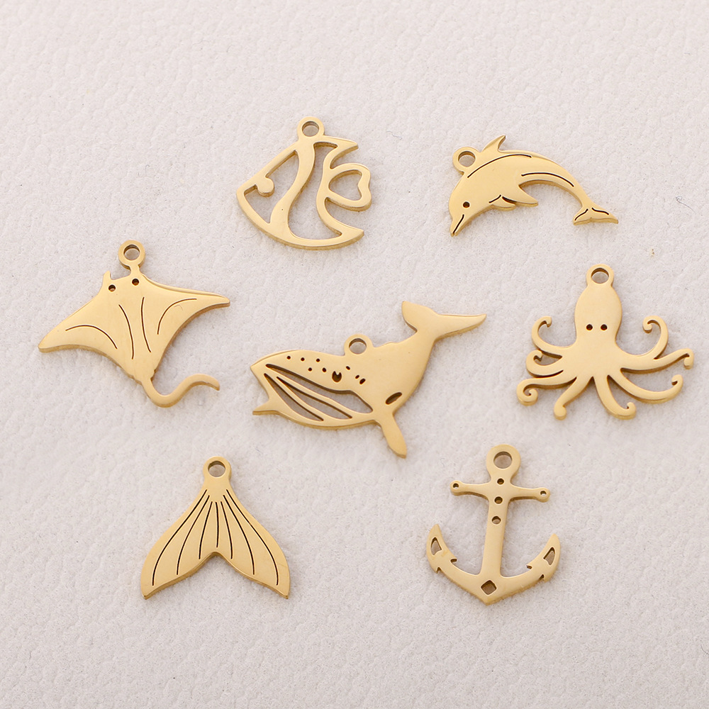 6g Weight Pendant Jewelry Making Type 13*13mm Jewelry Making Size DIY Jewelry Accessories Classification 5 PCS/Package Quantity 304 Stainless Steel Material Fish Tail, Whale Pattern Polished Finish Plating Design Cute, Simple Style Style 5 PCS/Package 13*13mm 304 Stainless Steel Fish Tail Whale Polished Pendant 无