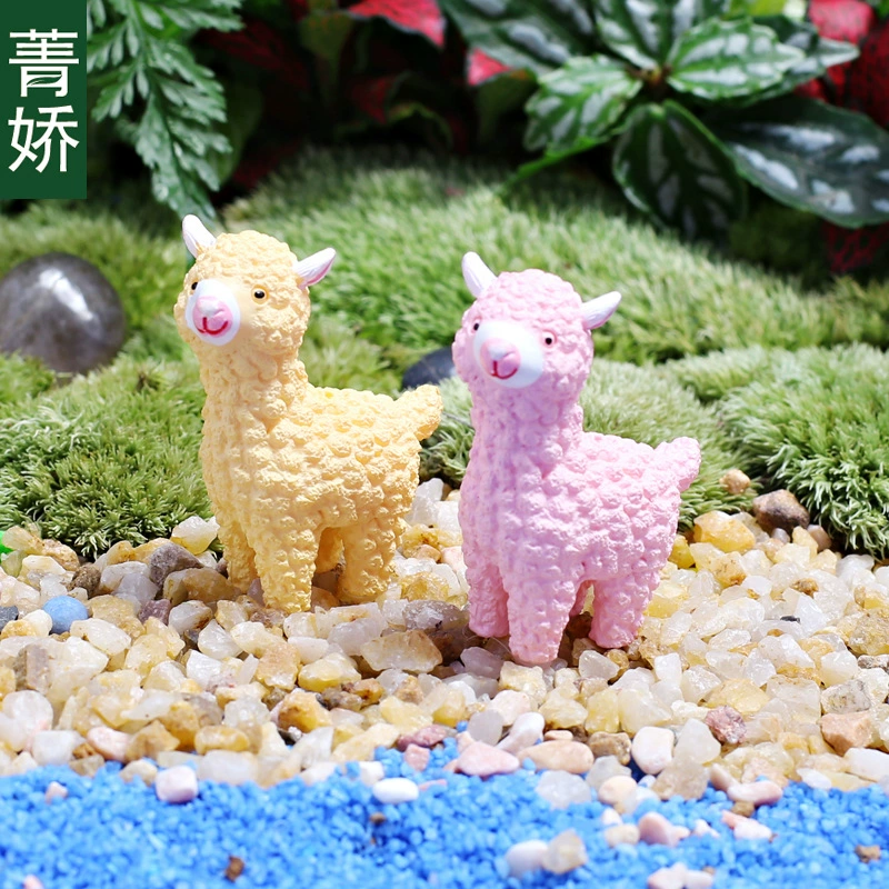 Мультфильм Альпака мох мясистый микропейзаж DIY материал в горшке Садоводство зеленые растения Цветочные украшения