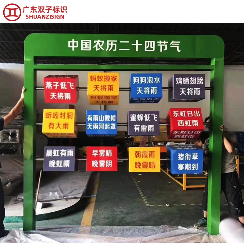 户外翻转宣传栏厂家二十四节气科普宣传栏可旋转互动翻翻乐翻转牌