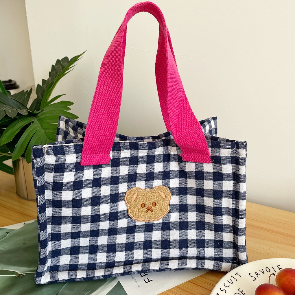 Plaid bolsa de almuerzo con aislamiento-azul oscuro