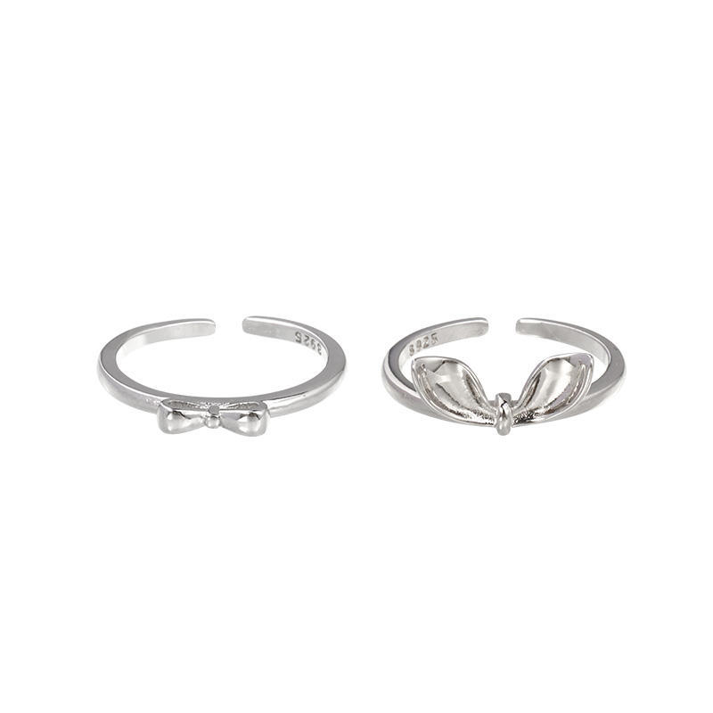 S pure silver cute rabbit ear bow for female niche design, light luxury trendy index finger 2023 ring_voghion.com