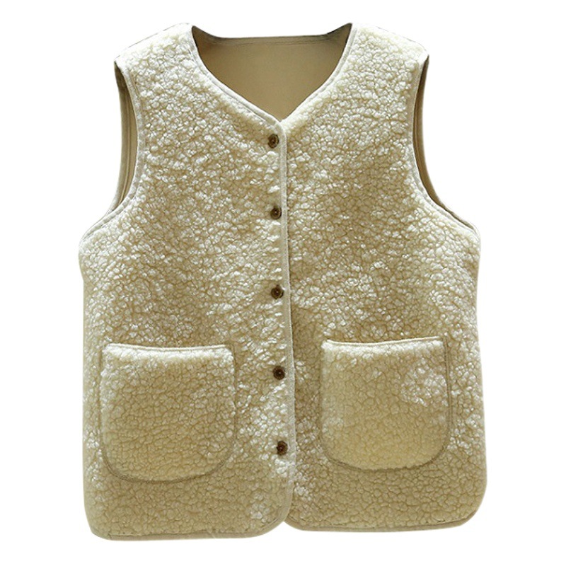 Cordero Chaleco de felpa para las mujeres 2023 Otoño e Invierno corto estilo coreano piel integrada todo-fósforo chaleco