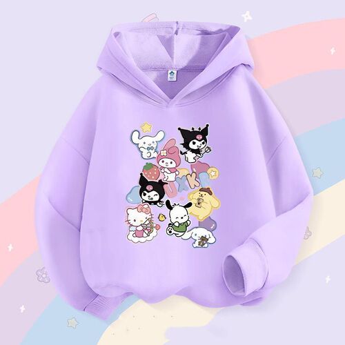 Cartoon anime Sanrio girl children's middle child hooded sweatshirt long sleeve coat versatile spring autumn outerwear