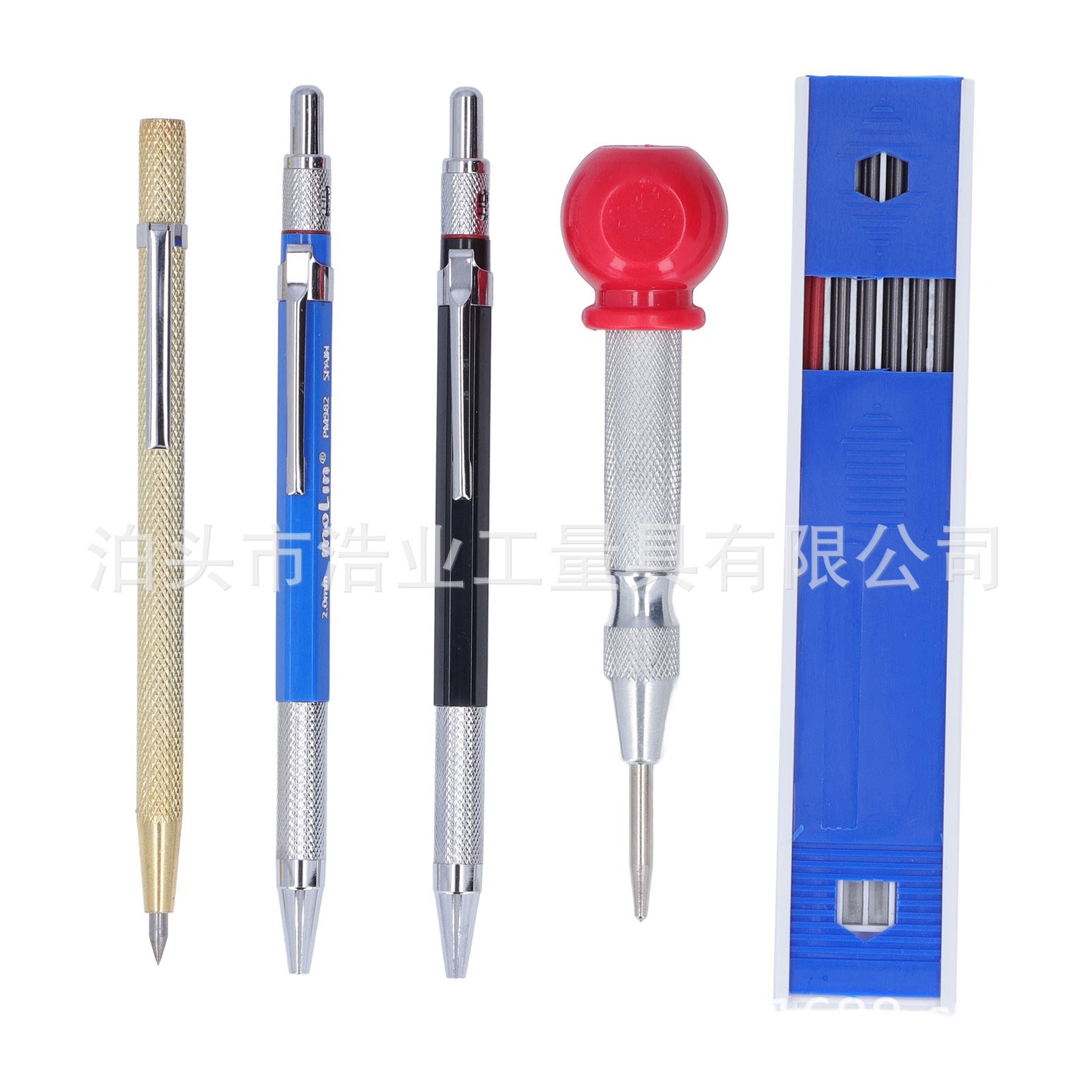 2支木匠铅笔+1盒黑色铅芯+1支带帽中心冲+1支钨钢木工划线笔套装