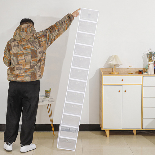 Thickened Storage Box Plastic Household Transparent Storage Box PP Stackable Lid Drawer Style Shoe Rack Wholesale