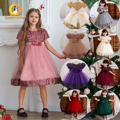 2024夏季歐美童裝外貿批發公主裙洋氣女童粉色寶寶生日禮服蛋糕裙