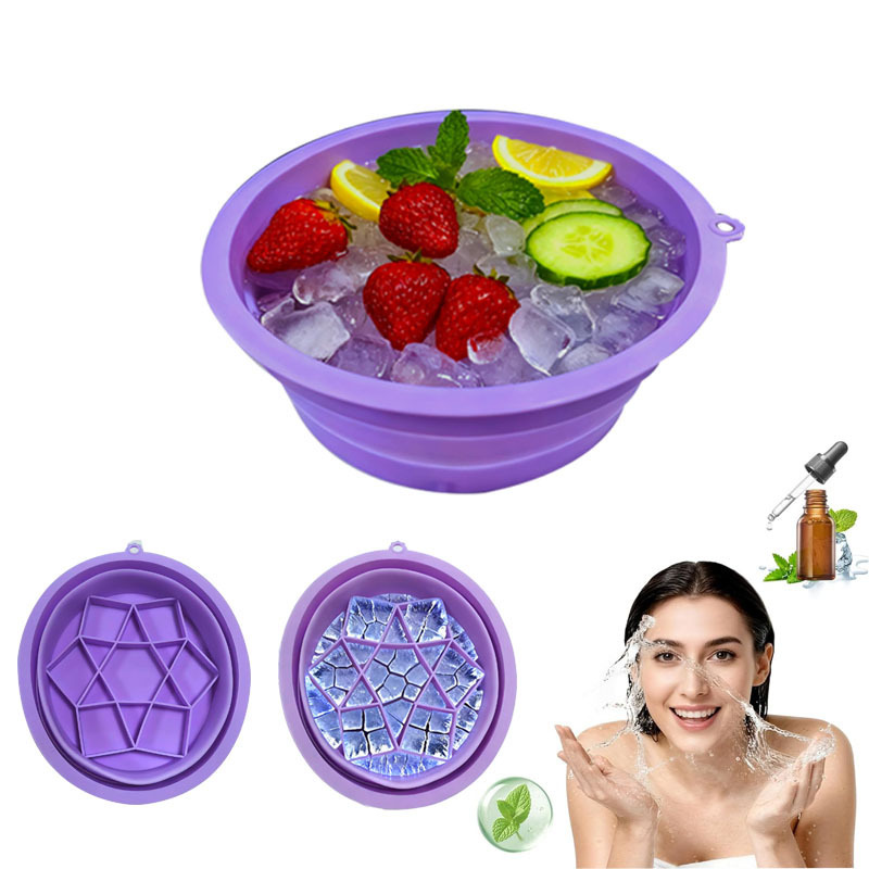 Amazon Ice Folding Basin Facial Care Ice Bath Wash Basin Portable Home Silicone Ice Tray Folding Basin