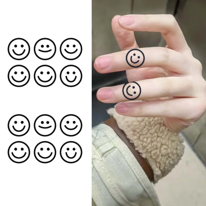 Cross-Border Cute Smiley Face Tattoo Stickers with Smiley Face Patterns and Playful Details to Create Niche Healing Temporary Tattoos~ Cross-Border Cute Smiley Face Tattoo Stickers with Smiley Face Patterns and Playful Details to Create Niche Healing Temporary Tattoos~