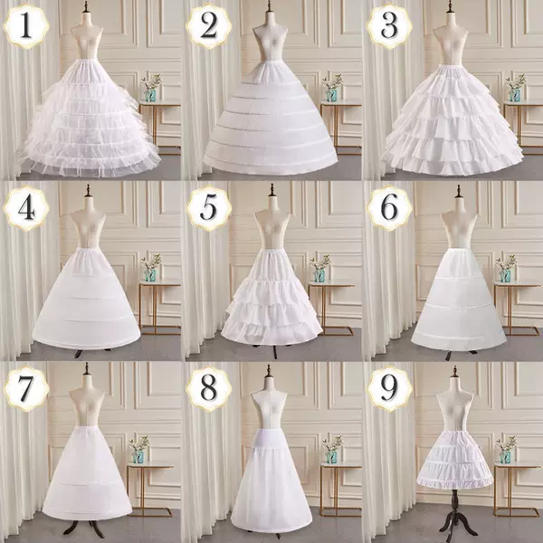 Various Types of Wedding Dress Petticoats, Adjustable, with Added Volume, Mid-Length, Lolita Style, Suitable for Wearing under Bridal Gowns