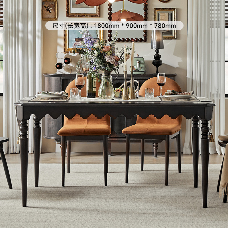 Nuevo estilo retrógrado francés y americano de lujo ligero mesa de comedor doble uso mesa de comedor de madera sólida mesa de comedor silla