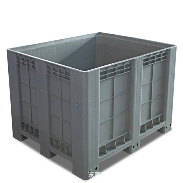 折叠塑料卡板箱1210运输封闭叉车围板箱灰色塑胶卡板箱带轮盖