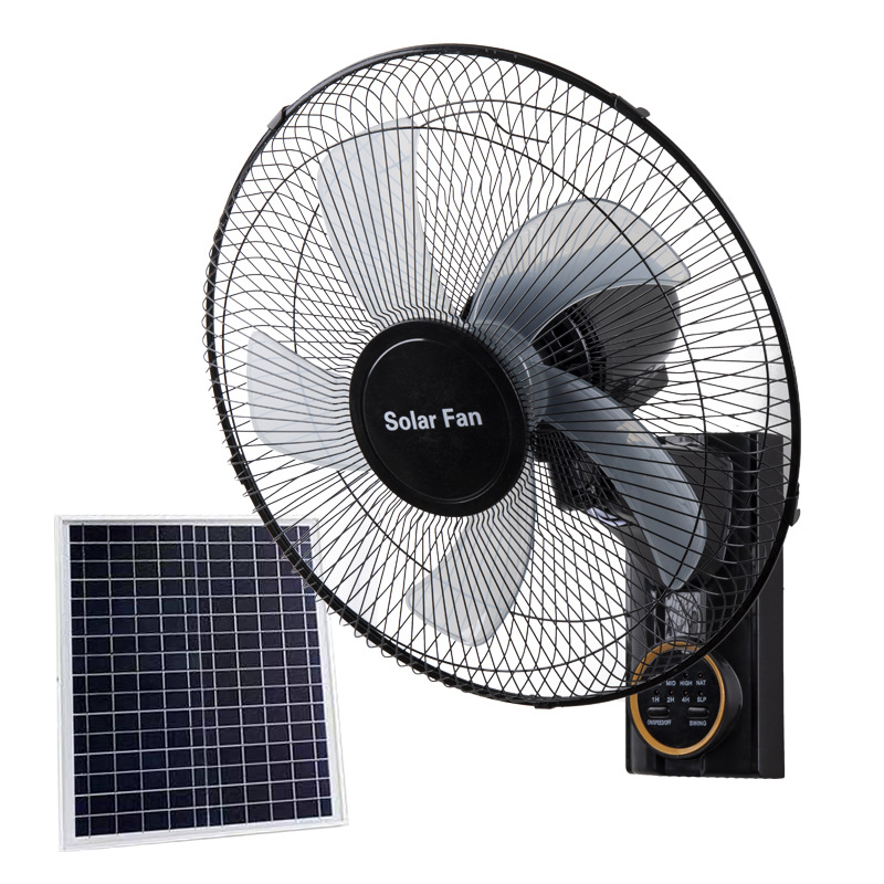 Ventilador de pared solar de 16 pulgadas, modelos más vendidos en el sudeste asiático y África, ventiladores de pared de ahorro de energía para dormitorios domésticos transfronterizos