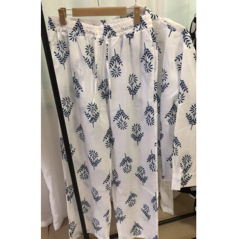 Women's Linen-Blend Lounge Set, Long Sleeve Shirt And High-Waisted Tie-Waist Wide-Leg Pants, Comfortable Two-Piece Outfit For Casual Wear_ecoleips.com