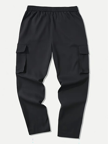 1PC Men'S Casual Cargo Pants, Solid Color Polyester