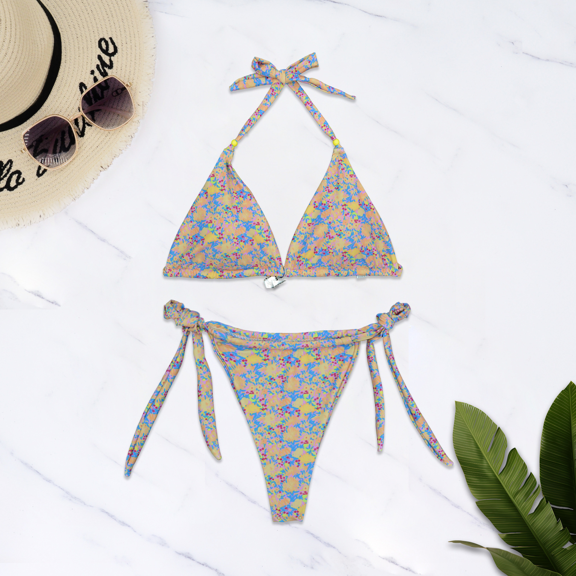 Sexy zweiteiliger Bikini im europäisch-amerikanischen Stil, Spa-Badeanzug für Damen, ohne Bügel, mit Brustpolster, normale Größe_voghion.com