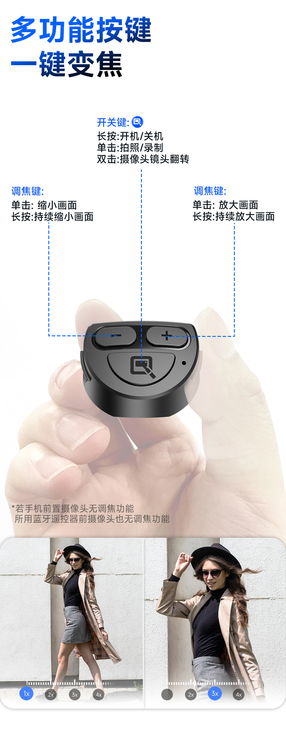 ZACH Zoom Kontrol Uzaktan Kumandalu Selfie Çubuğu Teleskopik Mini El Tipi MagSafe Manyetik Yardımcı Çekici Düğme Açılır Standı