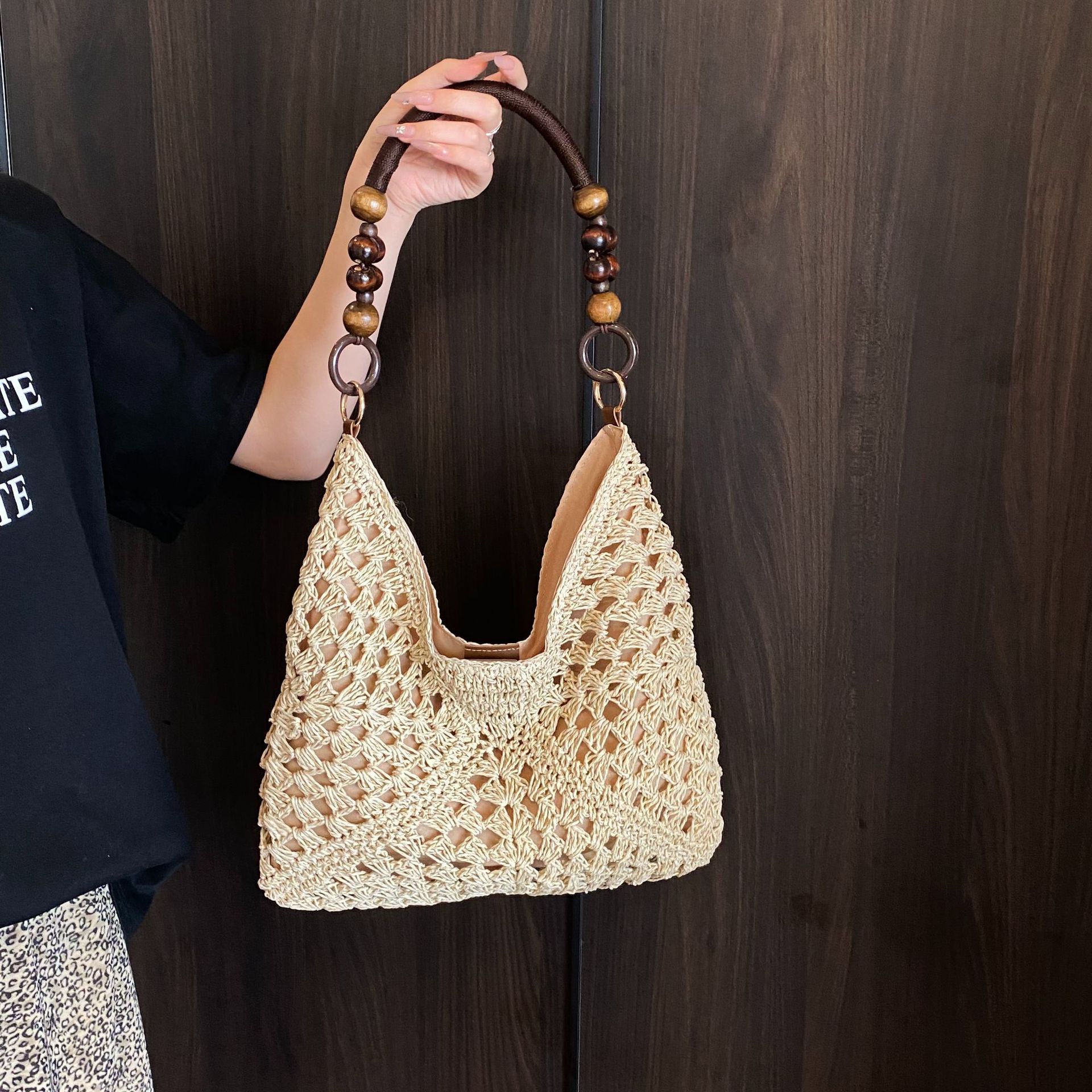 Large Capacity Woven Bag For Women 2025 New Summer Beach Vacation Straw Bag Versatile Commuter Shoulder Tote Bag - Thumbnail 2