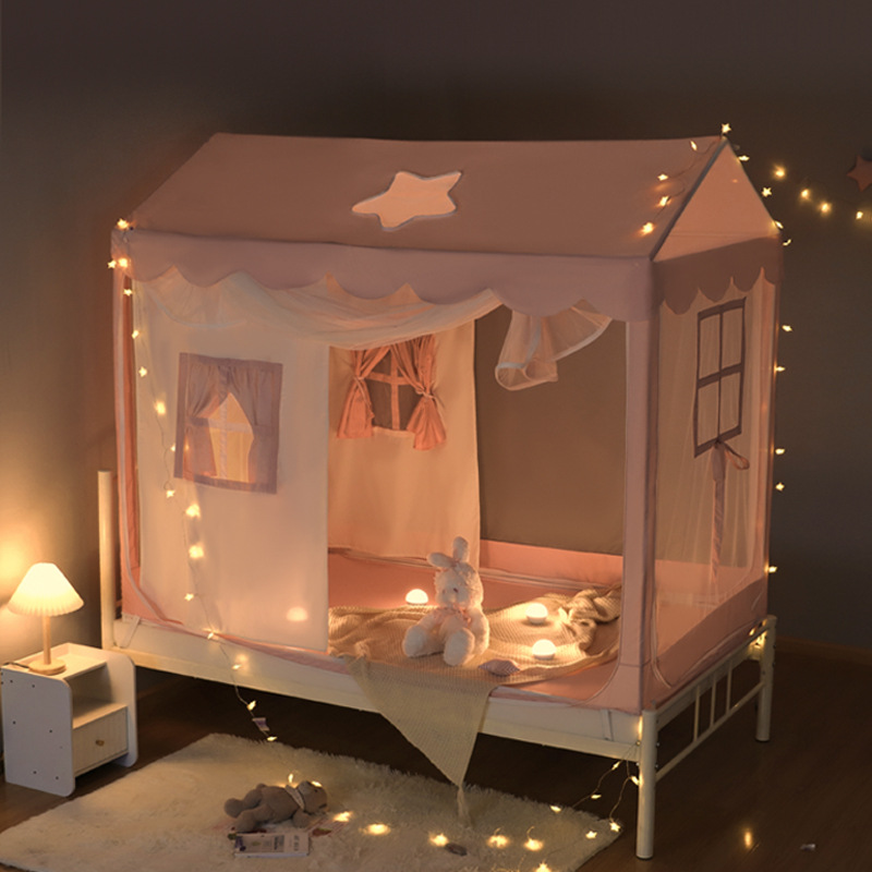 Anti-Fall Mosquito Net Kidsren's Yurt Girl Baby Prevents Falling Out of Bed All-Inclusive Bottom Tree House Princess Dream House Castle