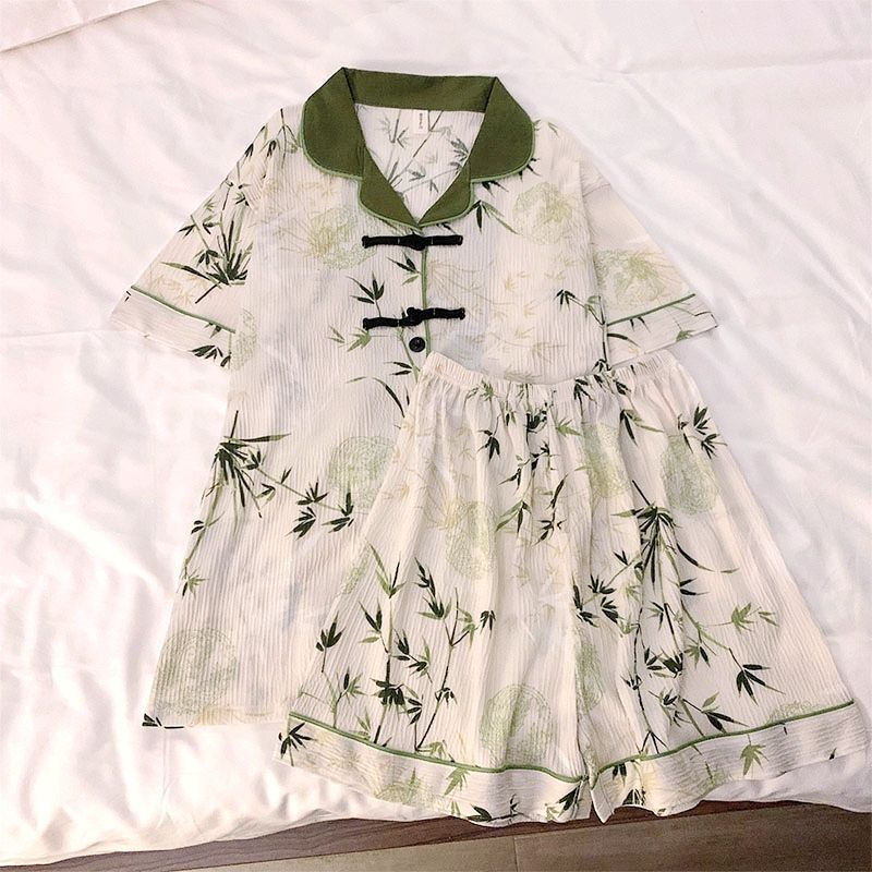 High-end Light Luxury Western Style Shirt Pajamas Women's 2024 Summer New Short-sleeved Cardigan Outwear Home Clothes suit