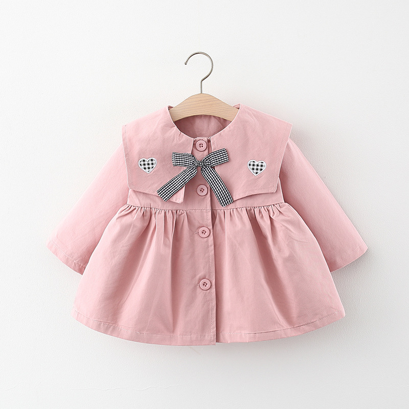 2021 primavera y otoño nuevo abrigo para bebés estilo coreano color sólido de un solo pecho manga larga para niños trench coat ropa para niños entrega 1151