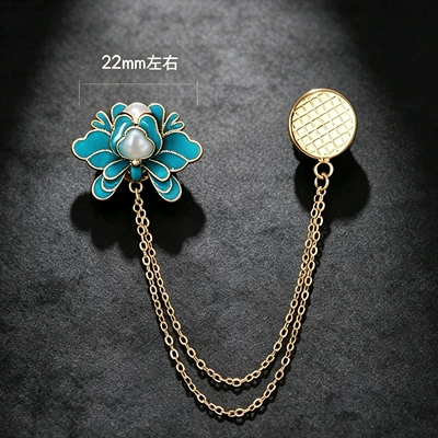 Chinese-style lotus magnetic clasp for women's new cheongsam and Hanfu accessories, pearl tassel metal magnetic retro brooch (Yaxa sancaqları) - chain-link-magnet